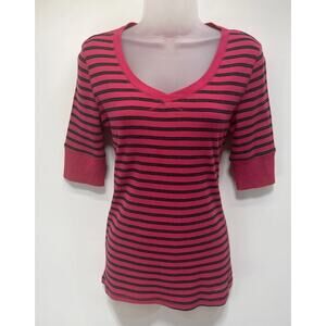 Calvin Klein Performance Women's Quick Dry Pink & Black Striped Top Medium